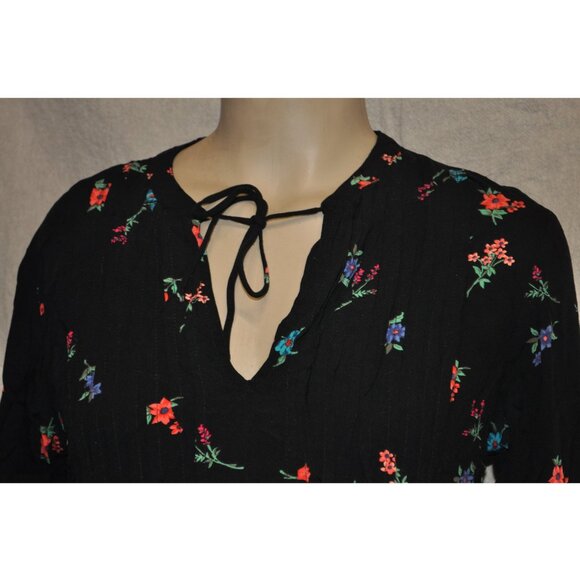 Old Navy womens black floral swing tunic dress size small long sleeve (3G) - Picture 3 of 9